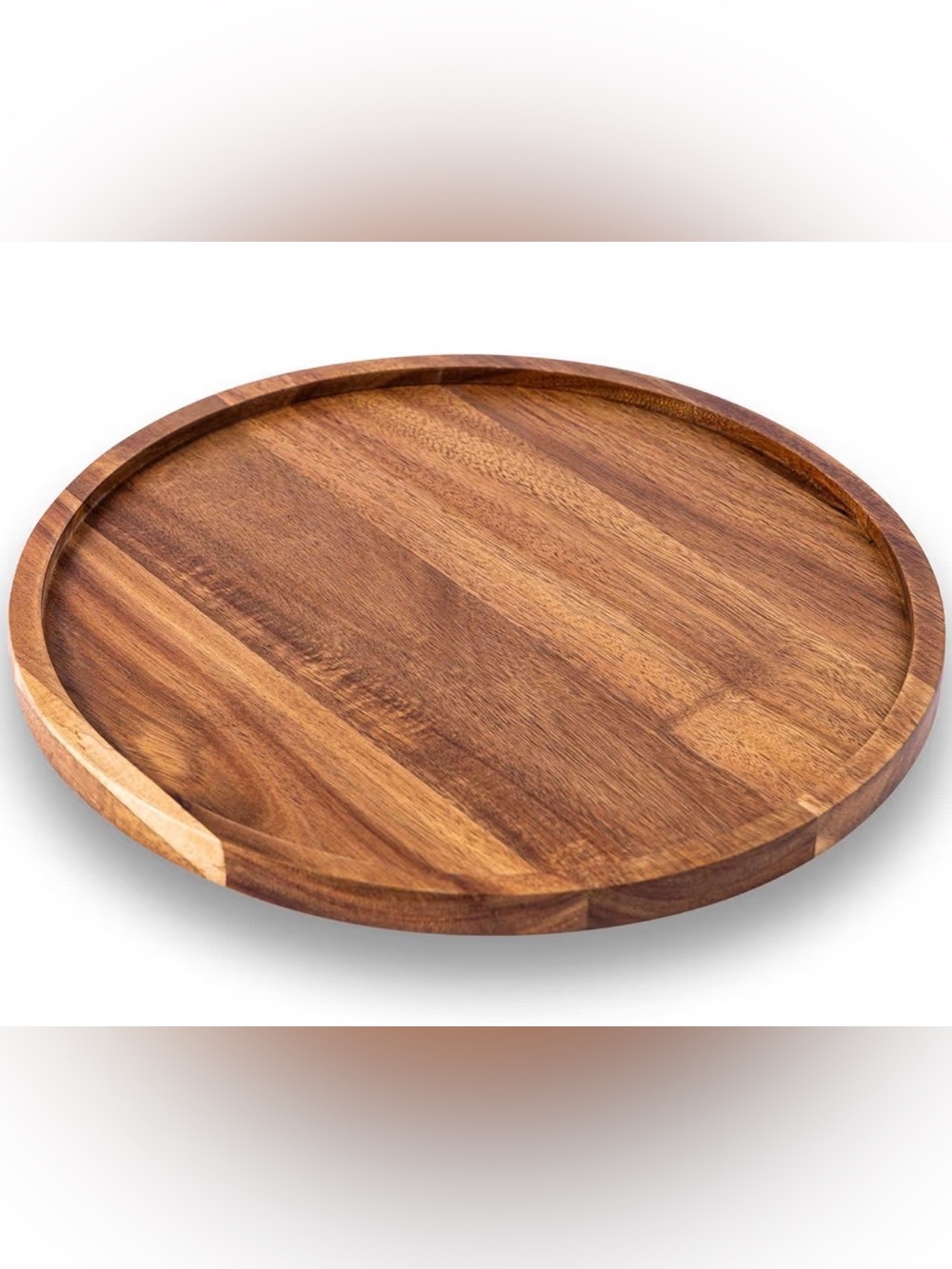 5 Round Wooden Serving Tray - Natural Brown